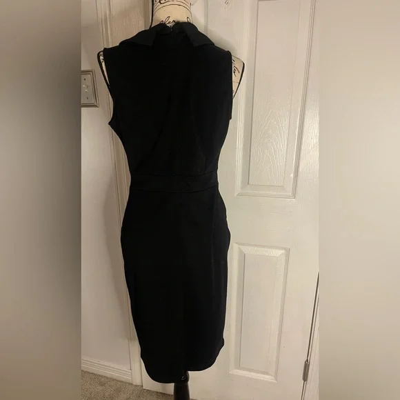 Elegant Black Sleeveless Dress with silver waist buckle size XL - Picture 4 of 14